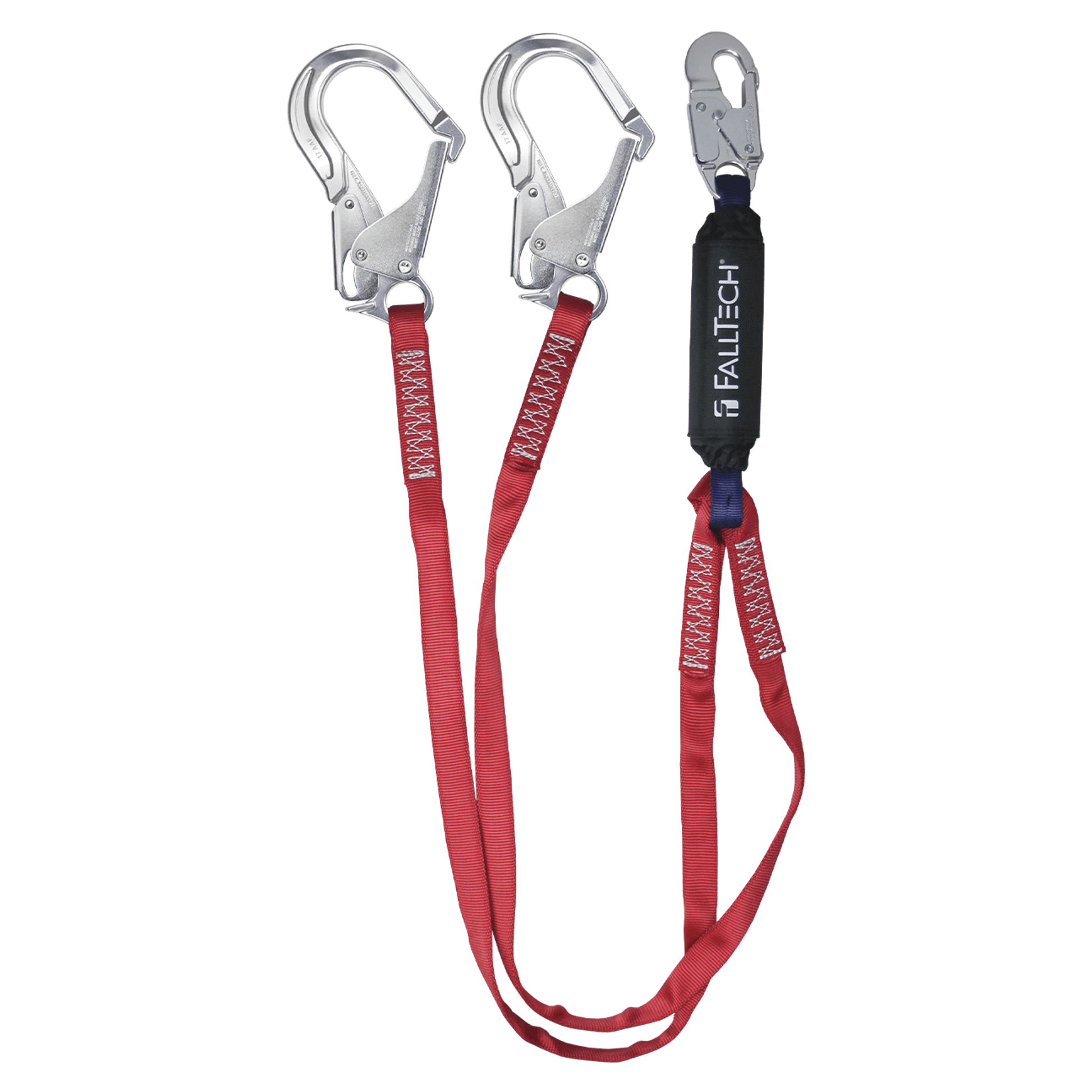 FallTech 6' Ironman 12' free fall Energy Absorbing Lanyard Double-leg with Aluminum Connectors - 8247BY3A