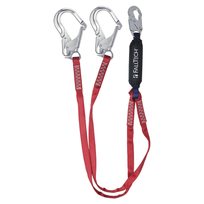 FallTech 6' Ironman 12' free fall Energy Absorbing Lanyard Double-leg with Aluminum Connectors - 8247BY3A