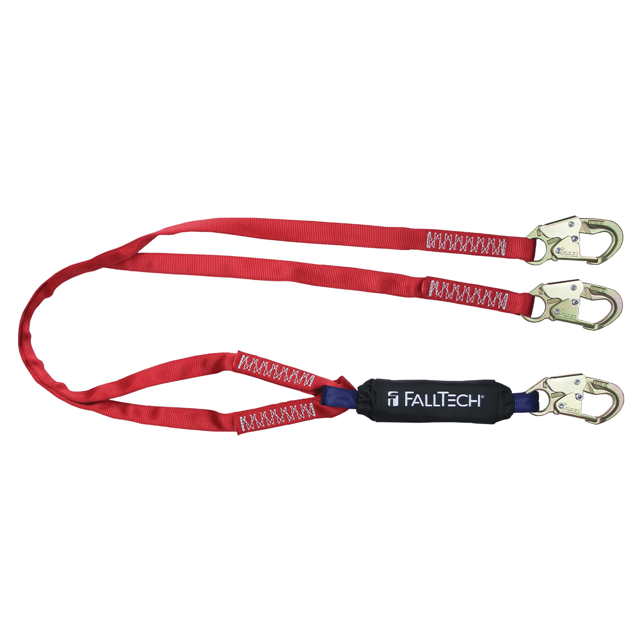 FallTech 6' Ironman 12' free fall Energy Absorbing Lanyard Double-leg with Steel Snap Hooks - 8247BY