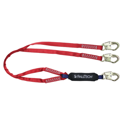 FallTech 6' Ironman 12' free fall Energy Absorbing Lanyard Double-leg with Steel Snap Hooks - 8247BY