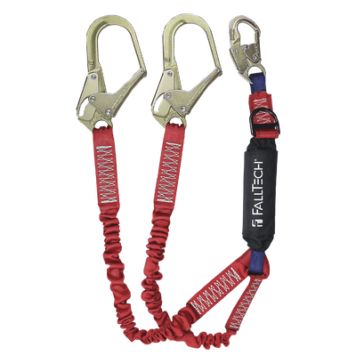 FallTech 6' Ironman 12' free fall Elasticated Energy Absorbing Lanyard Double-leg with SRL D-ring - 8247ELY3D