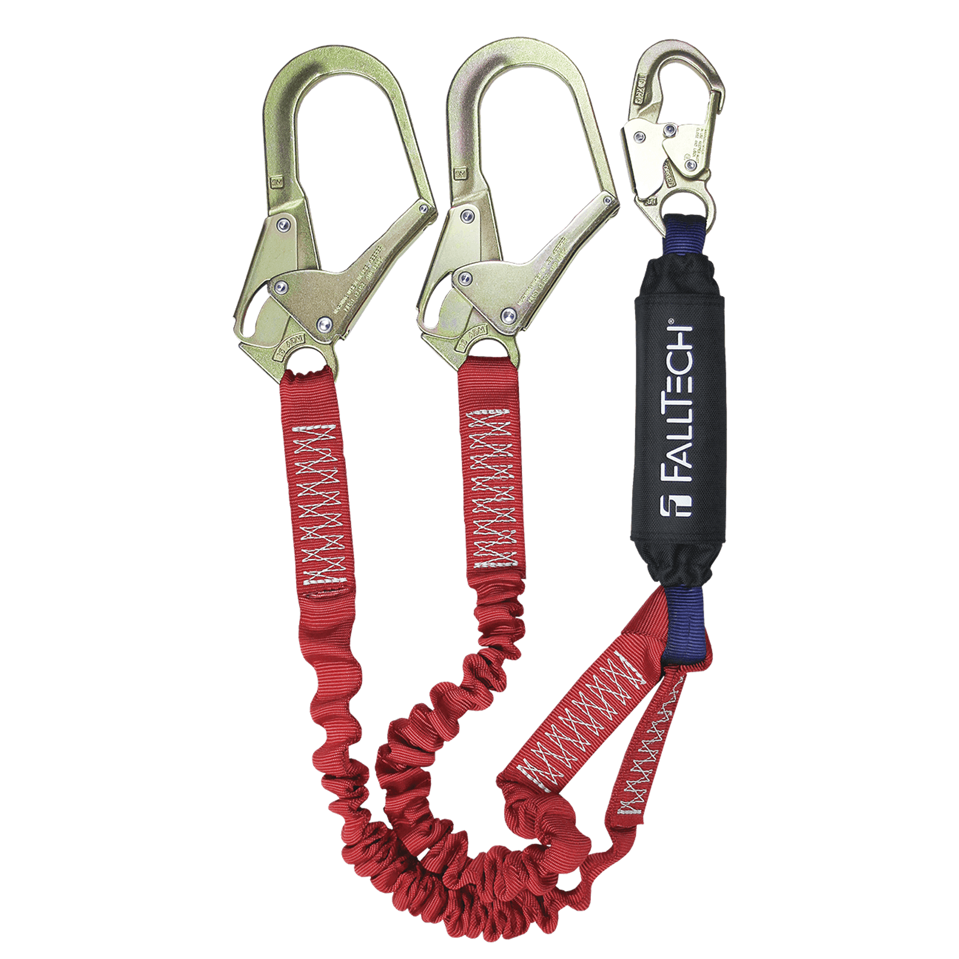 FallTech 6' Ironman 12' free fall Elasticated Energy Absorbing Lanyard Double-leg with Steel Connectors - 8247EY3