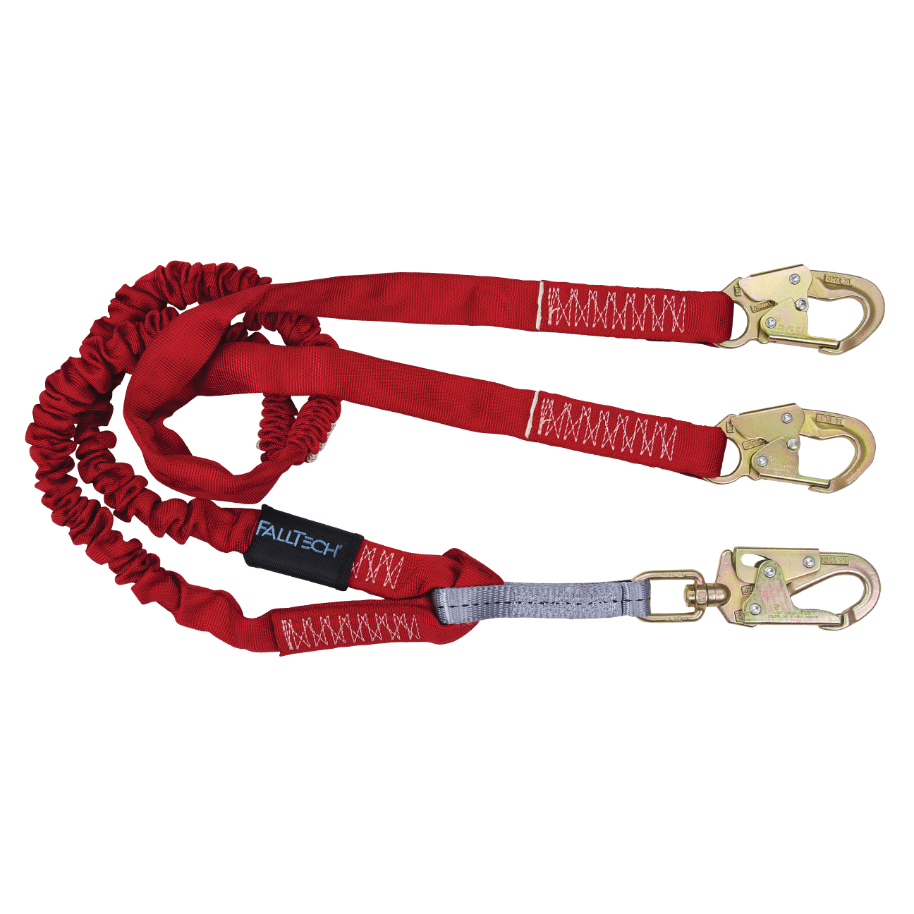 FallTech 6' Ironman Internal 12' free fall Lanyard Double-leg with Steel Snap Hooks - 8247Y