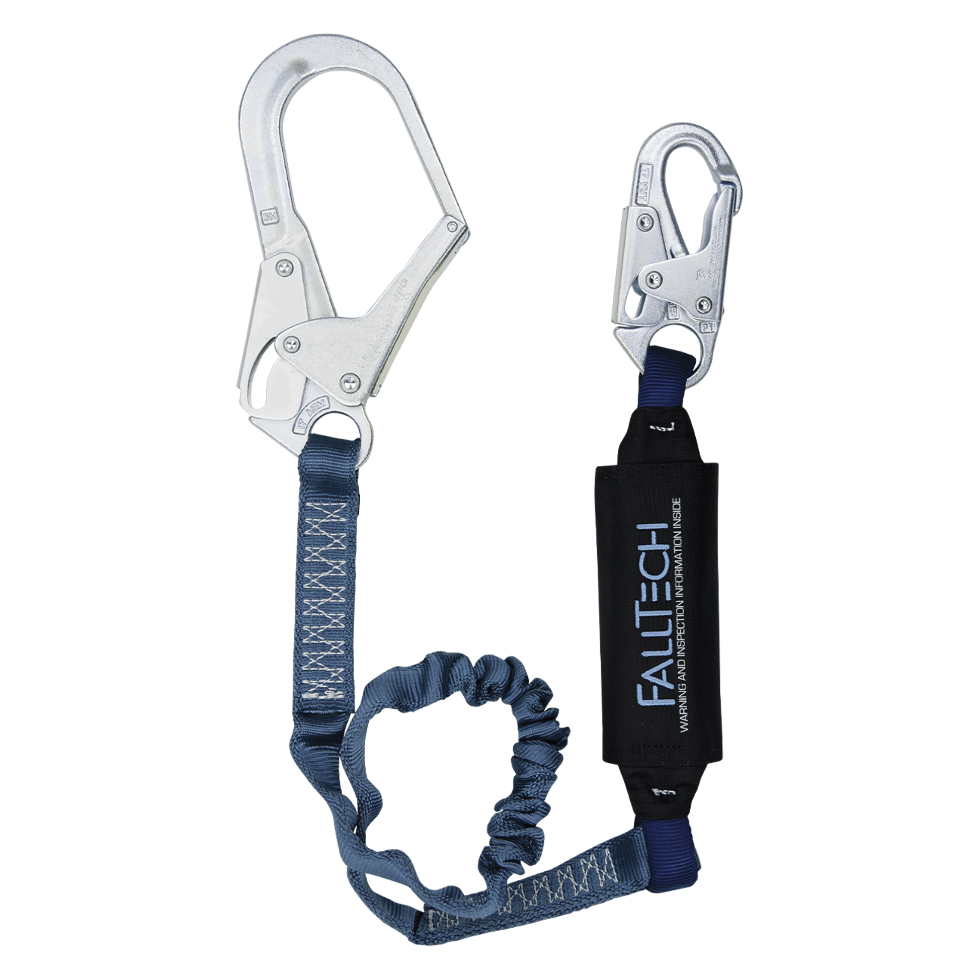 FallTech 4½' to 6' ViewPack Elastic Energy Absorbing Lanyard Single-leg with Steel Connectors - 8256EL3