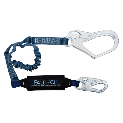 FallTech 41/2' to 6' ViewPack Elastic Energy Absorbing Lanyard Single-leg with Steel Connectors - 8256EL3