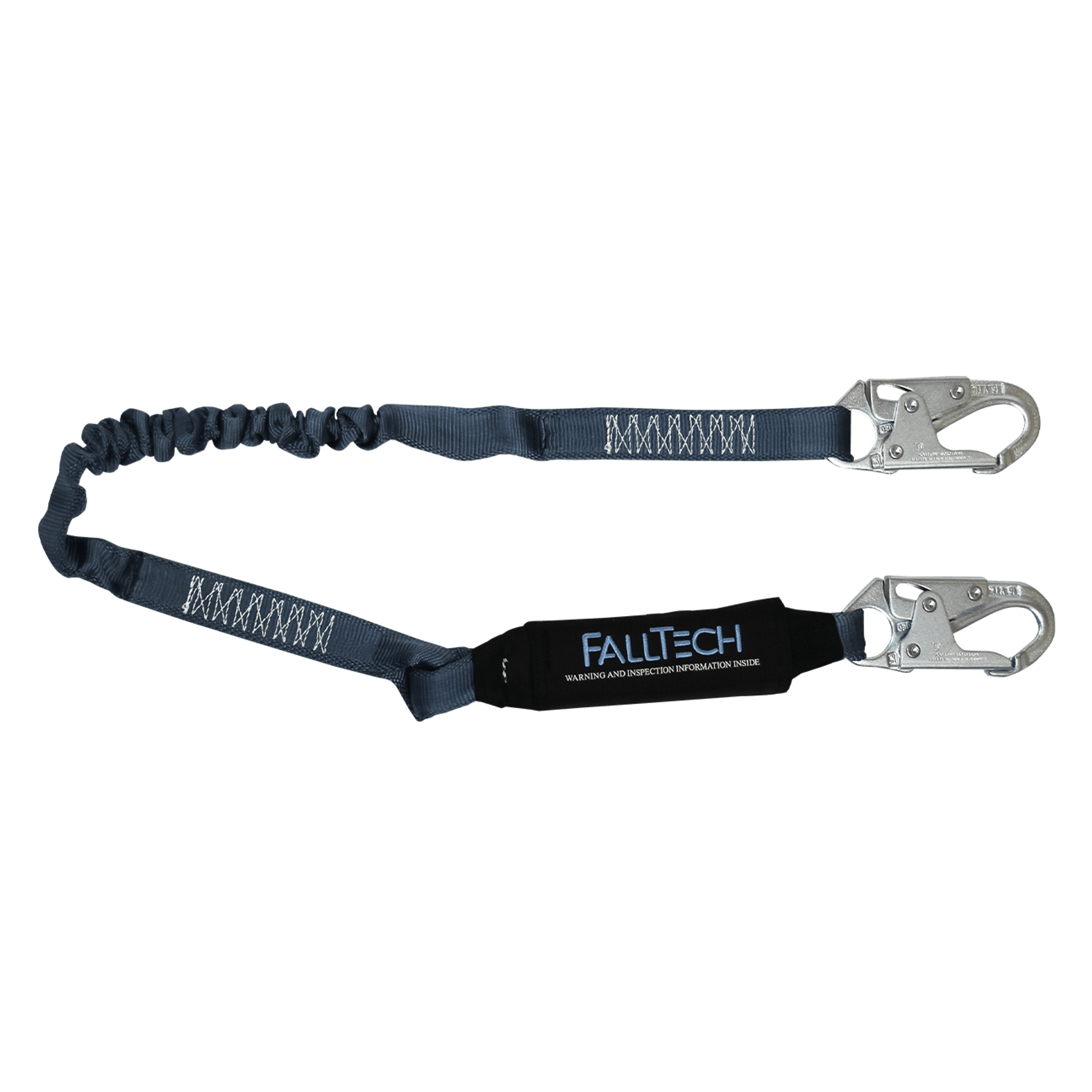 FallTech 4½' to 6' ViewPack Elastic Energy Absorbing Lanyard Single-leg with Steel Snap Hooks - 8256EL