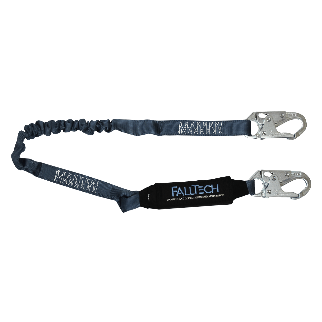 FallTech 4½' to 6' ViewPack Elastic Energy Absorbing Lanyard Single-leg with Steel Snap Hooks - 8256EL