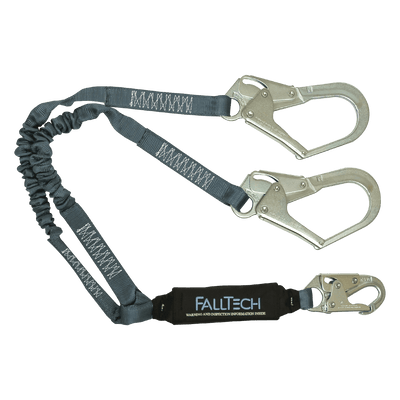 FallTech 41/2' to 6' ViewPack Elastic Energy Absorbing Lanyard Double-leg with Steel Connectors - 8256ELY3
