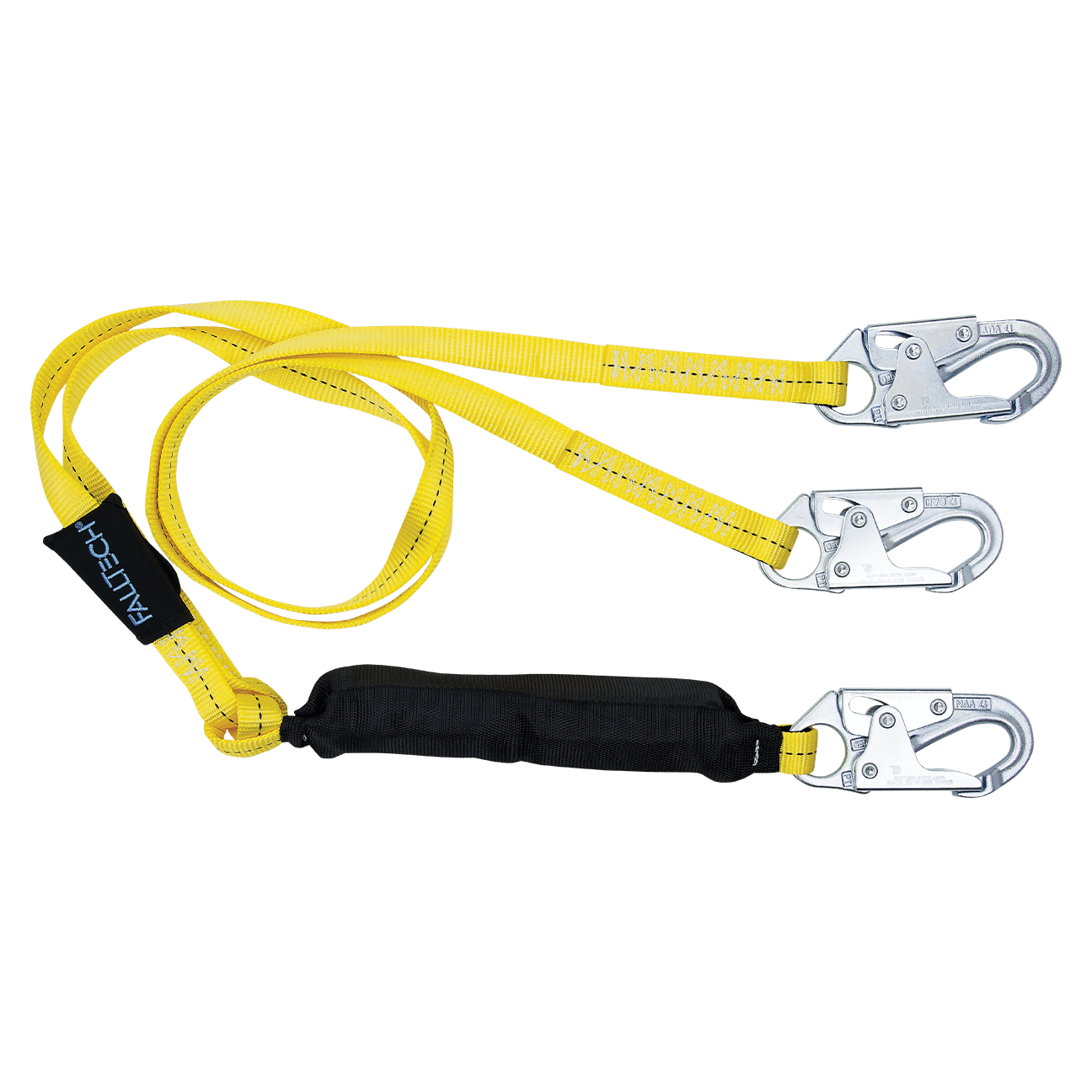 FallTech 6' Soft Pack FT Basic Energy Absorbing Lanyard Double-leg with Steel Snap Hooks - 8256LTY