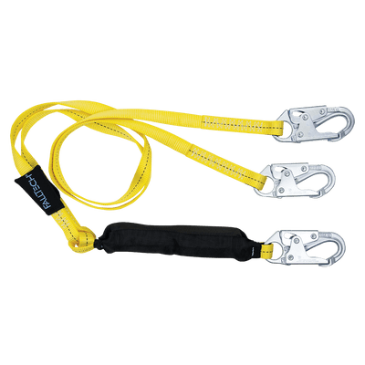 FallTech 6' Soft Pack FT Basic Energy Absorbing Lanyard Double-leg with Steel Snap Hooks - 8256LTY