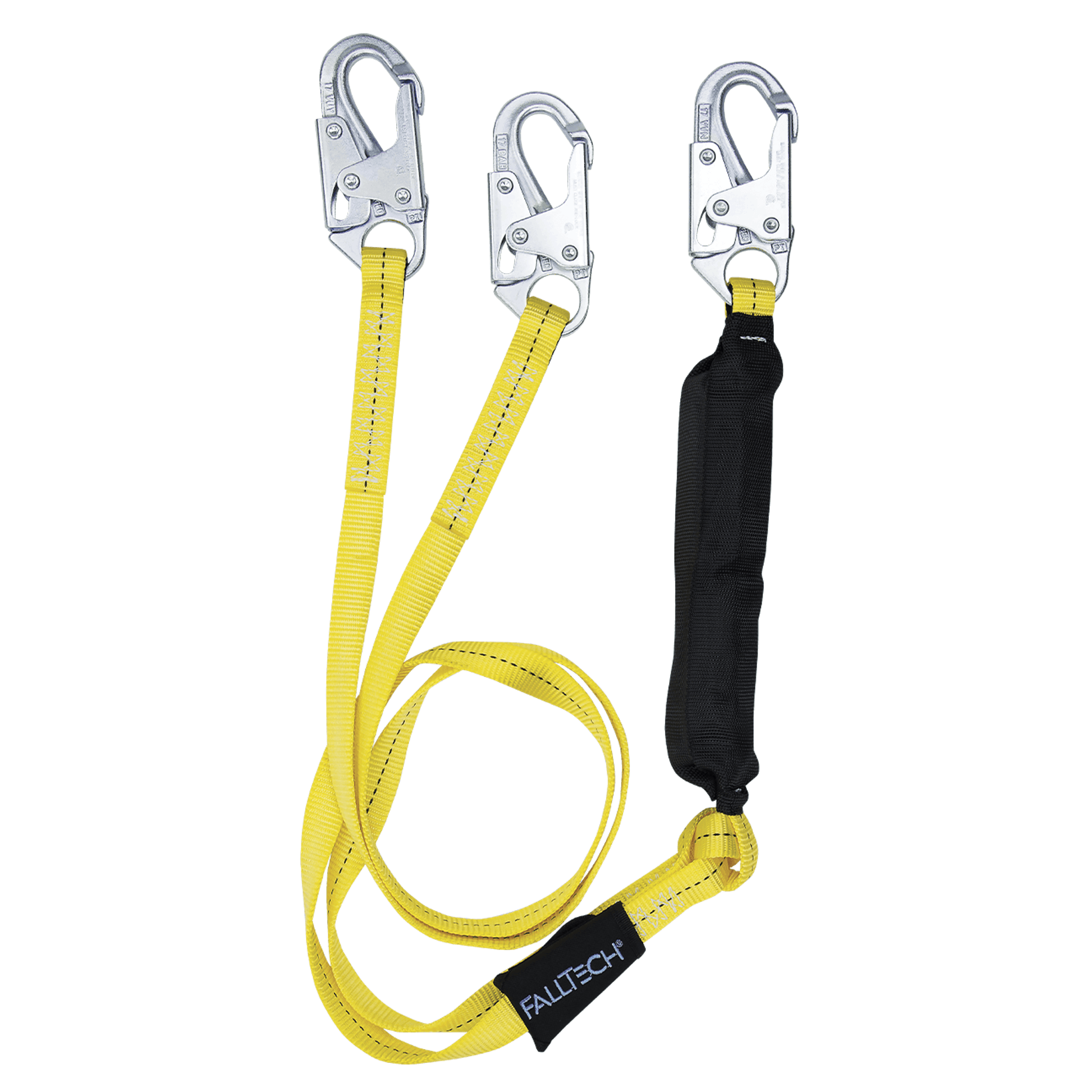 FallTech 6' Soft Pack FT Basic Energy Absorbing Lanyard Double-leg with Steel Snap Hooks - 8256LTY