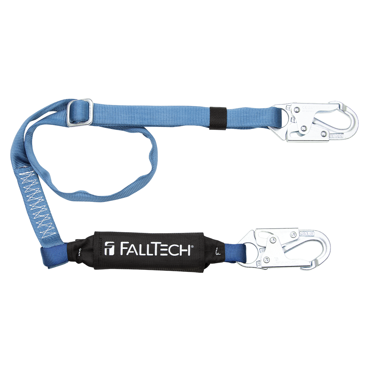 FallTech 4' to 6' ViewPack Adjustable Energy Absorbing Lanyard Single-leg with Steel Snap Hooks - 8257