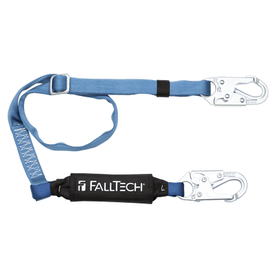 FallTech 4' to 6' ViewPack Adjustable Energy Absorbing Lanyard Single-leg with Steel Snap Hooks - 8257