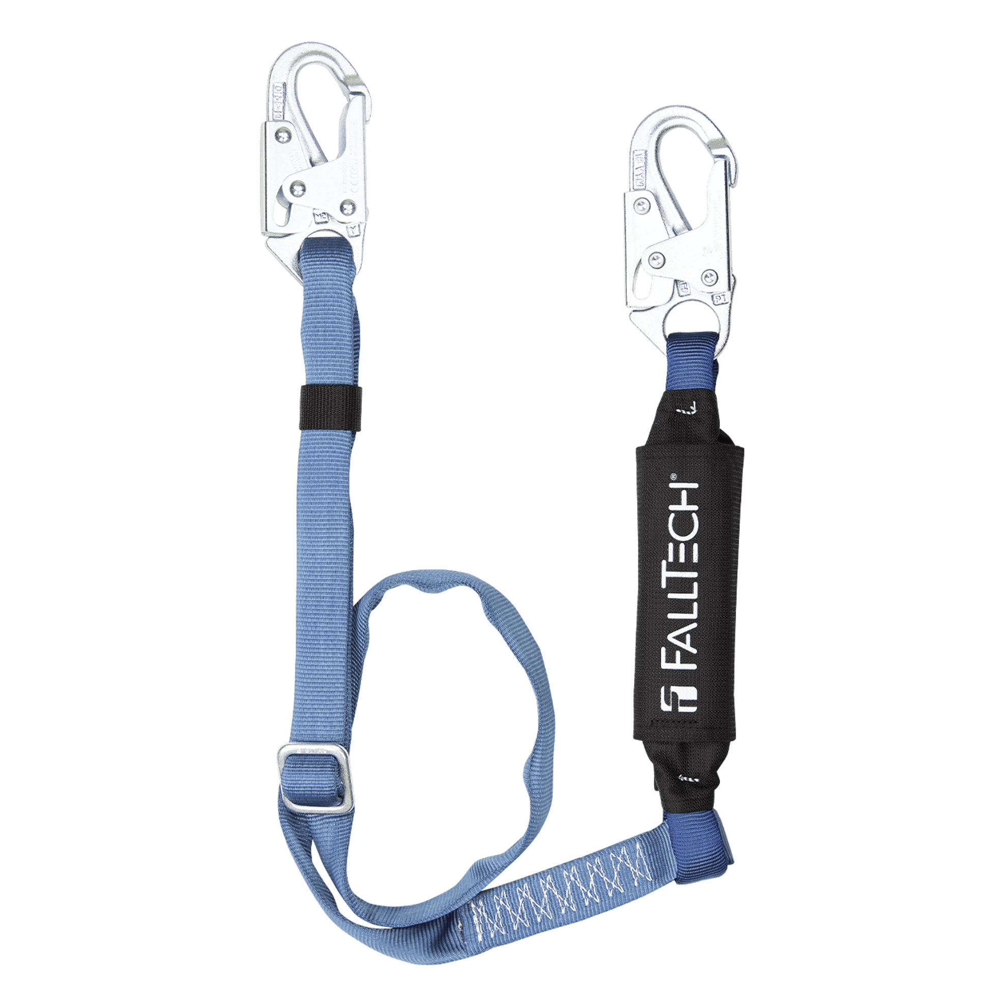 FallTech 4' to 6' ViewPack Adjustable Energy Absorbing Lanyard Single-leg with Steel Snap Hooks - 8257
