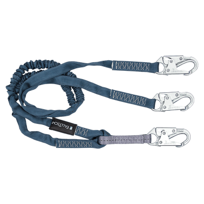 FallTech 6' Internal Energy Absorbing Lanyard Double-leg with Steel Snap Hooks - 8259Y