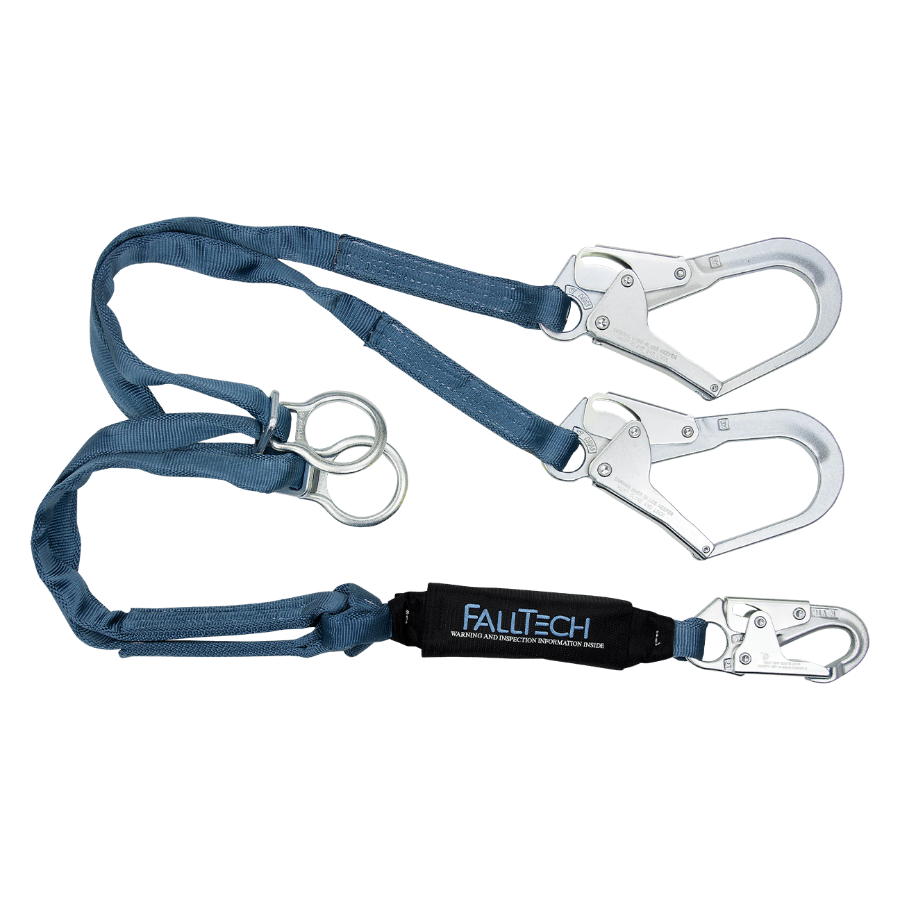 FallTech 6' ViewPack Tie-back Energy Absorbing Lanyard Double-leg with Steel Connectors - 8260732D