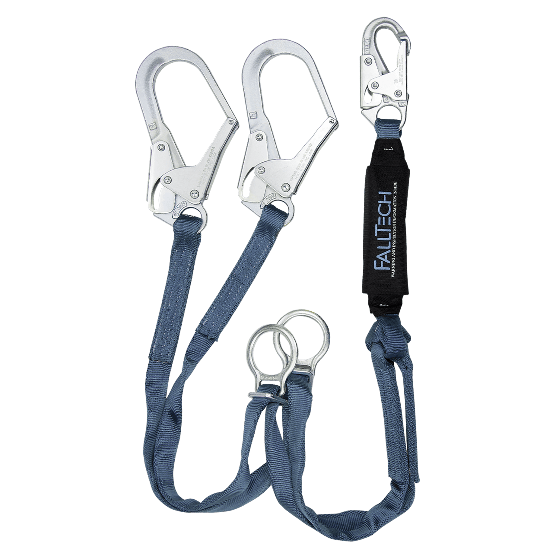 FallTech 6' ViewPack Tie-back Energy Absorbing Lanyard Double-leg with Steel Connectors - 8260732D