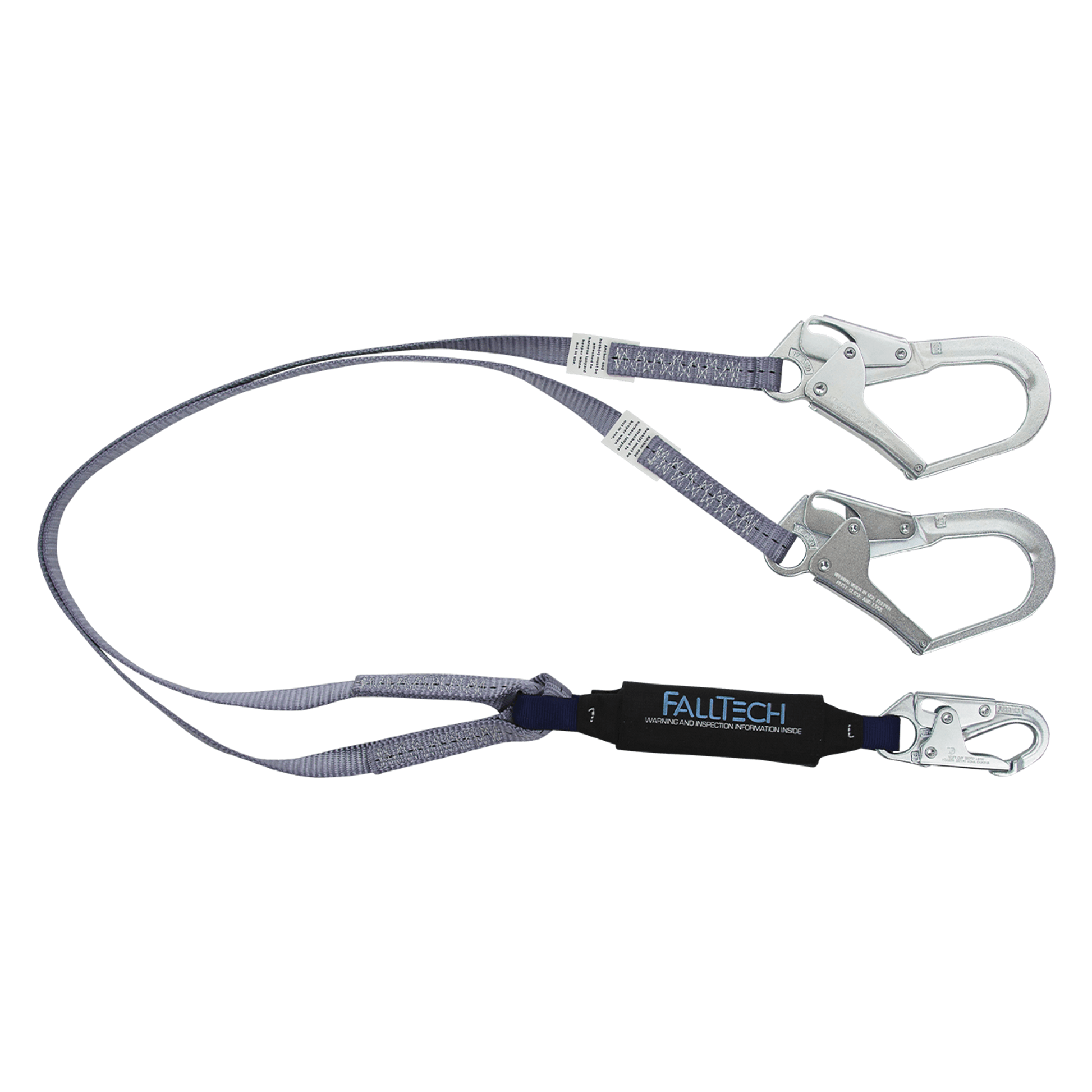 FallTech 3' ViewPack Energy Absorbing Lanyard Double-leg with Steel Connectors - 8260733FT