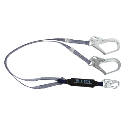 FallTech 3' ViewPack Energy Absorbing Lanyard Double-leg with Steel Connectors - 8260733FT