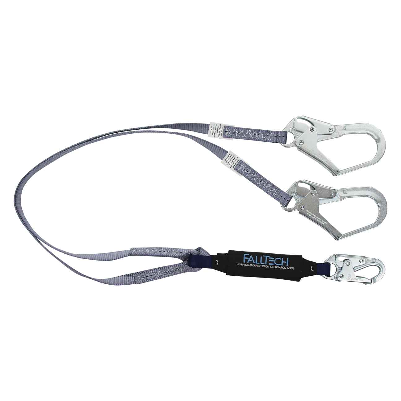 FallTech 3' ViewPack Energy Absorbing Lanyard Double-leg with Steel Connectors - 8260733FT