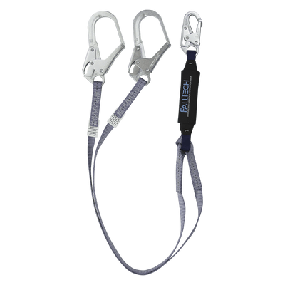 FallTech 3' ViewPack Energy Absorbing Lanyard Double-leg with Steel Connectors - 8260733FT
