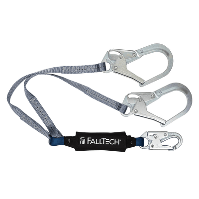 FallTech 4' ViewPack Energy Absorbing Lanyard Double-leg with Steel Connectors - 8260734