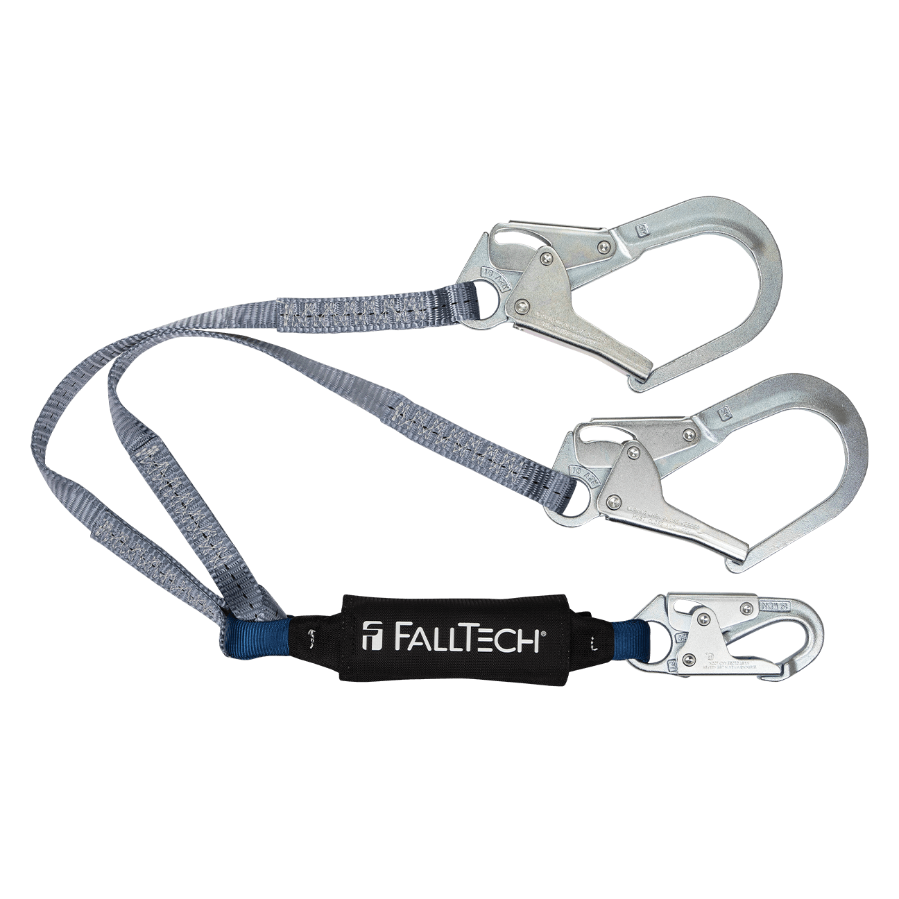 FallTech 4' ViewPack Energy Absorbing Lanyard Double-leg with Steel Connectors - 8260734