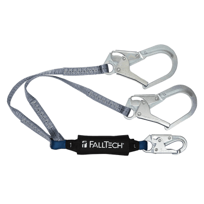 FallTech 4' ViewPack Energy Absorbing Lanyard Double-leg with Steel Connectors - 8260734