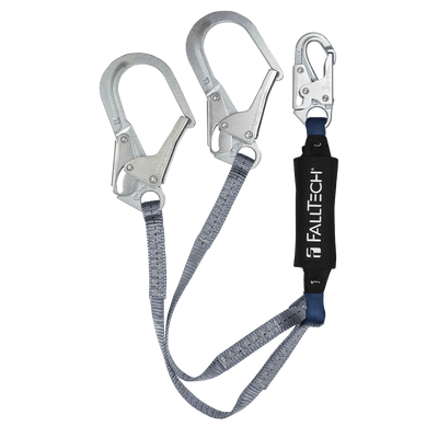 FallTech 4' ViewPack Energy Absorbing Lanyard Double-leg with Steel Connectors - 8260734