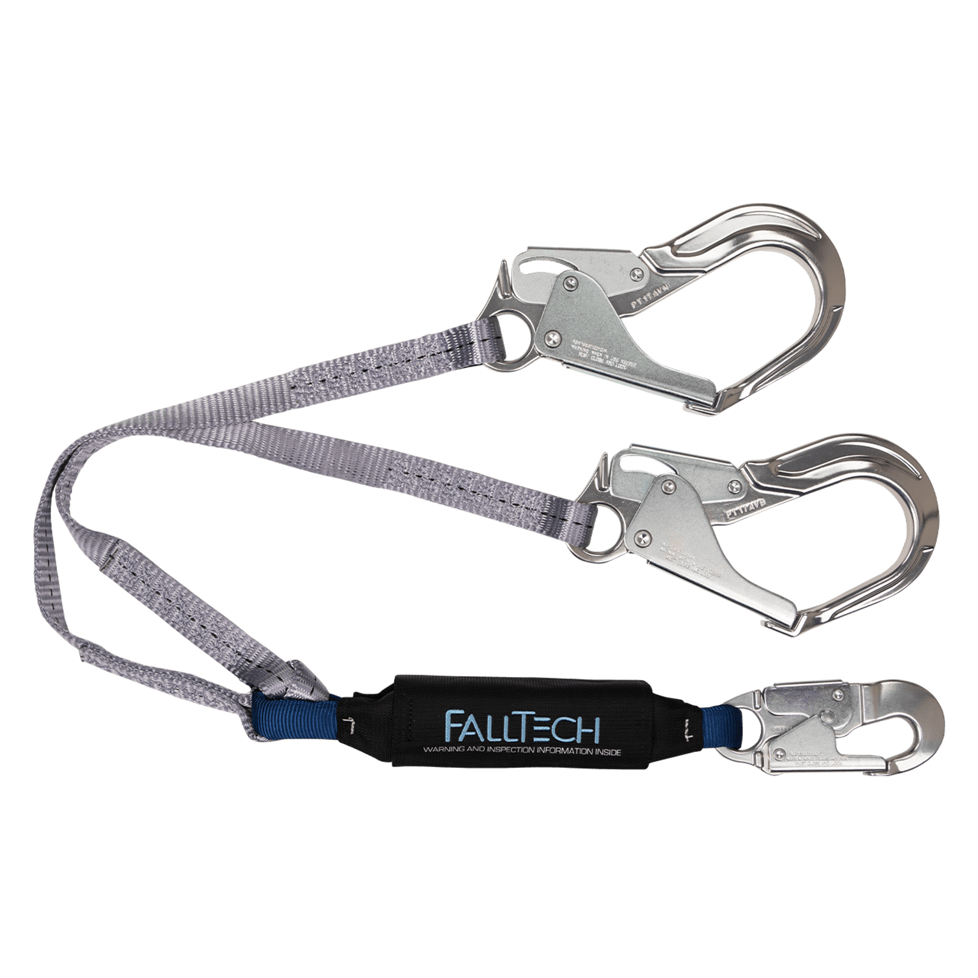 FallTech 4' ViewPack Energy Absorbing Lanyard Double-leg with Aluminum Connectors - 8260734A