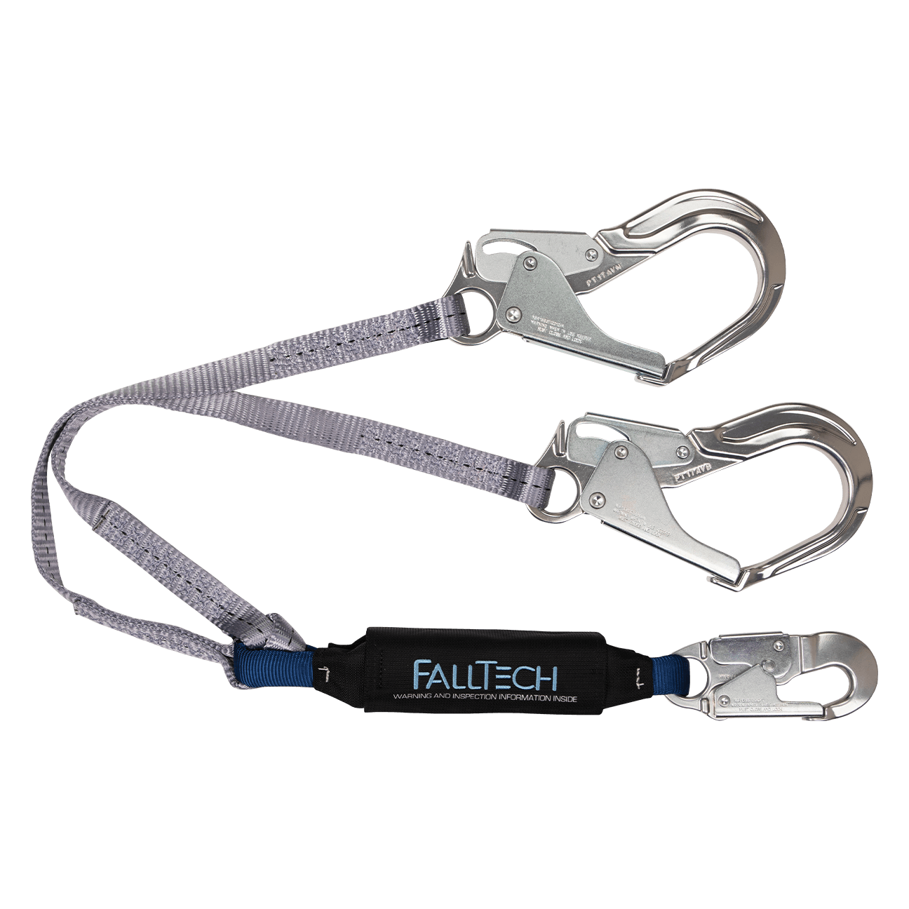 FallTech 4' ViewPack Energy Absorbing Lanyard Double-leg with Aluminum Connectors - 8260734A