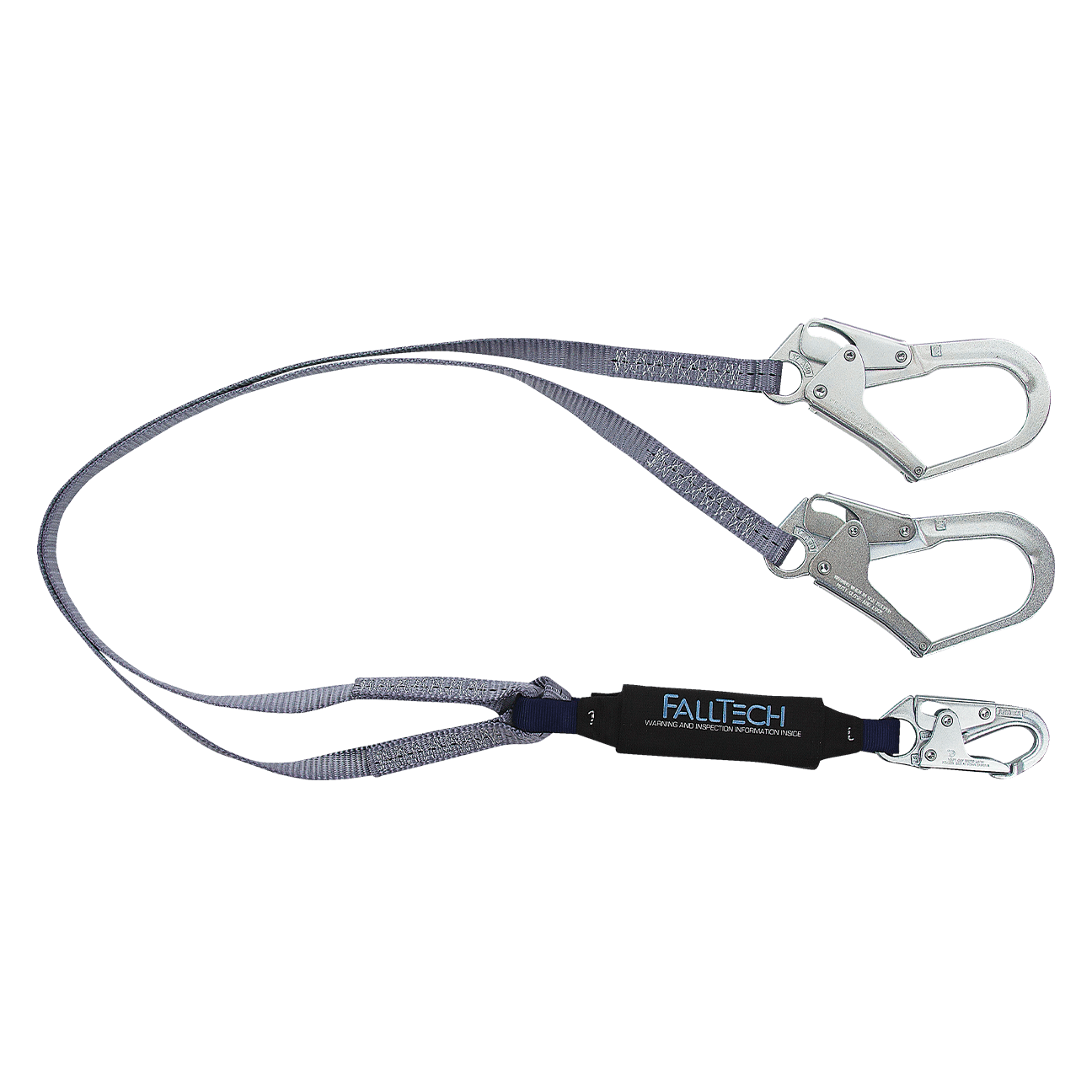 FallTech 6' ViewPack Energy Absorbing Lanyard Double-leg with Steel Connectors - 826073