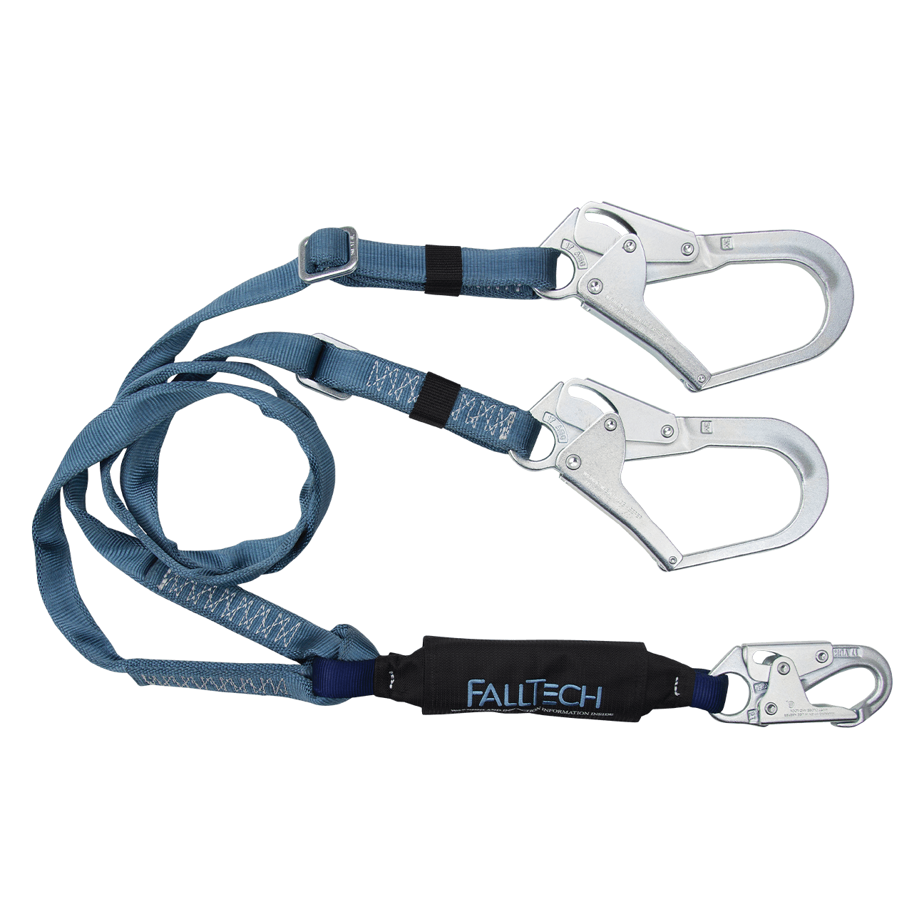 FallTech 6' ViewPack Adjustable Energy Absorbing Lanyard Double-leg with Steel Connectors - 826073ADJ