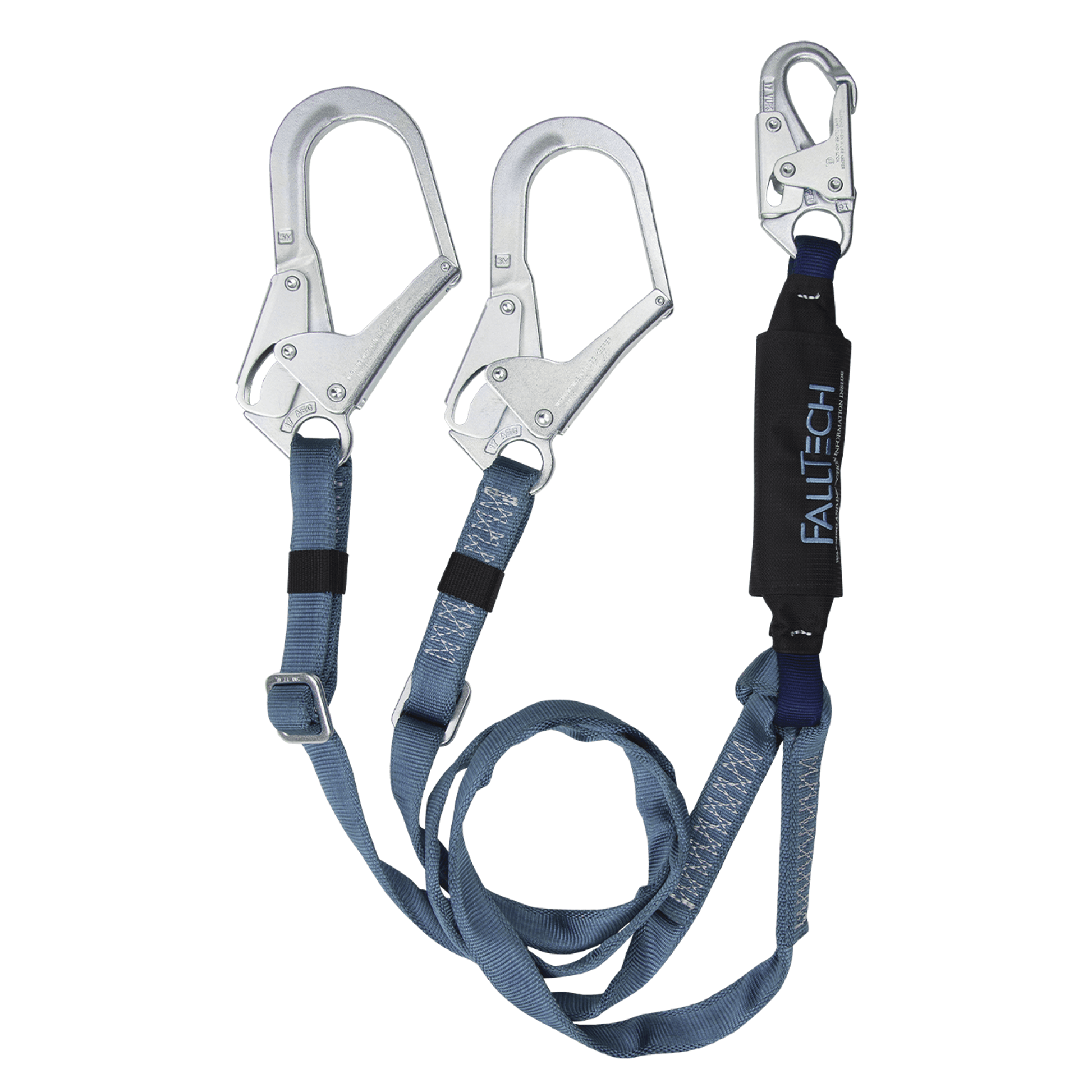 FallTech 6' ViewPack Adjustable Energy Absorbing Lanyard Double-leg with Steel Connectors - 826073ADJ