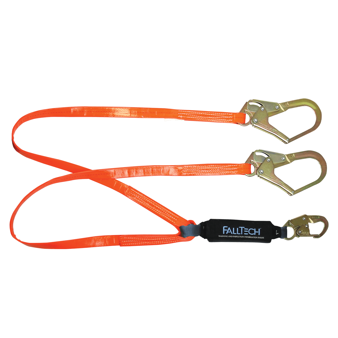 FallTech 6' ViewPack Urethane Coated Energy Absorbing Lanyard Double-leg with Steel Connectors - 826073PC