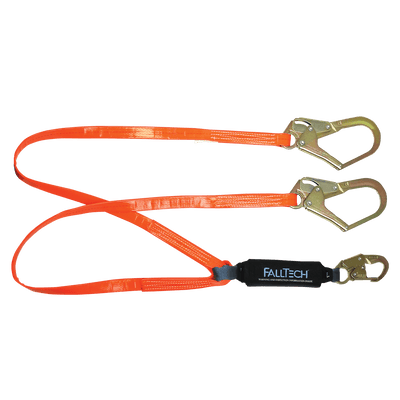 FallTech 6' ViewPack Urethane Coated Energy Absorbing Lanyard Double-leg with Steel Connectors - 826073PC