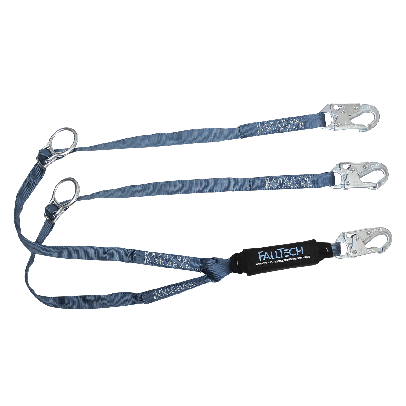 FallTech 6' ViewPack Tie-back Energy Absorbing Lanyard Double-leg with Steel Snap Hooks - 826082D