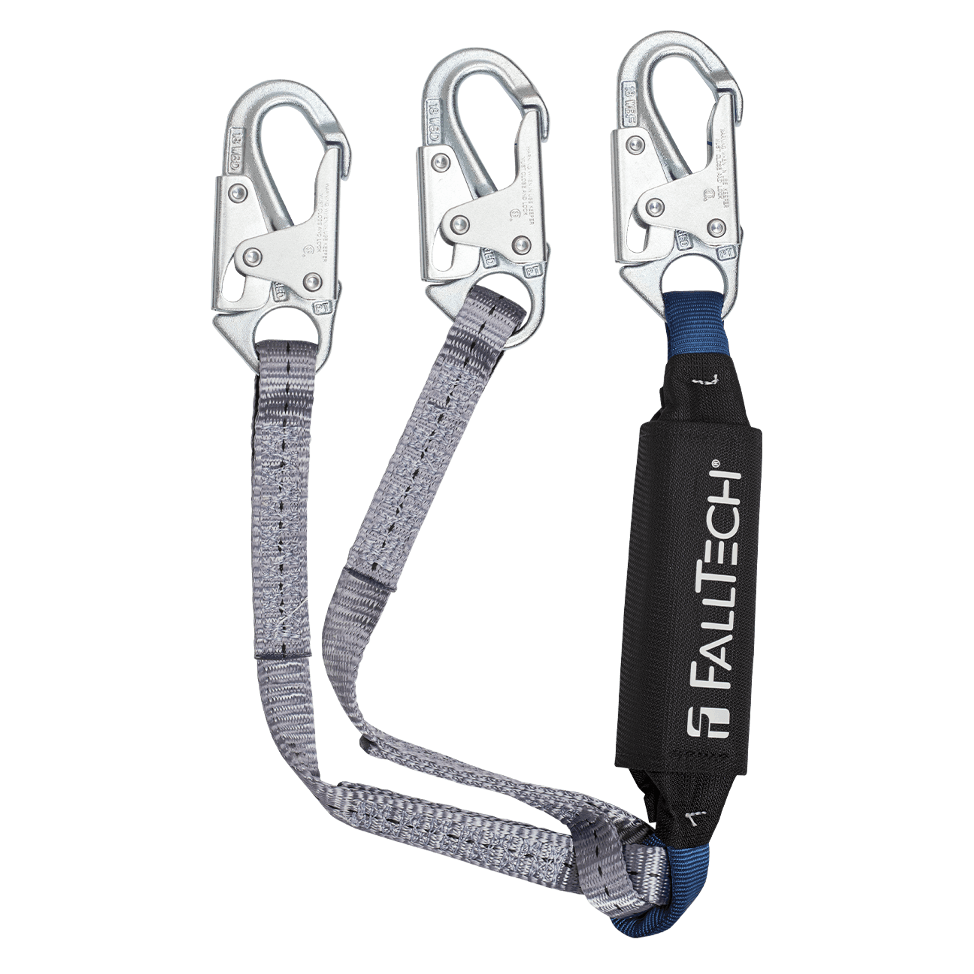 FallTech 3' ViewPack Energy Absorbing Lanyard Double-leg with Steel Snap Hooks - 826083