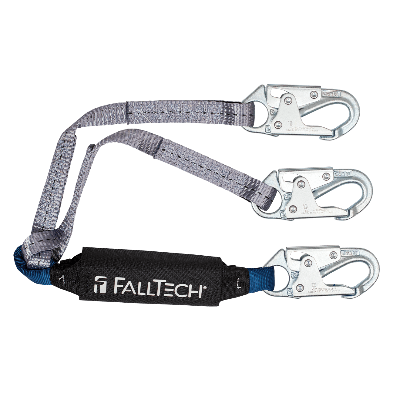 FallTech 3' ViewPack Energy Absorbing Lanyard Double-leg with Steel Snap Hooks - 826083