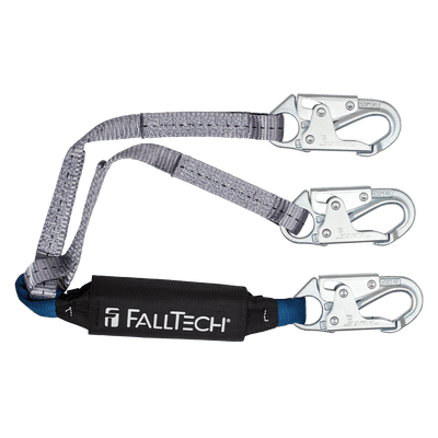 FallTech 3' ViewPack Energy Absorbing Lanyard Double-leg with Steel Snap Hooks - 826083