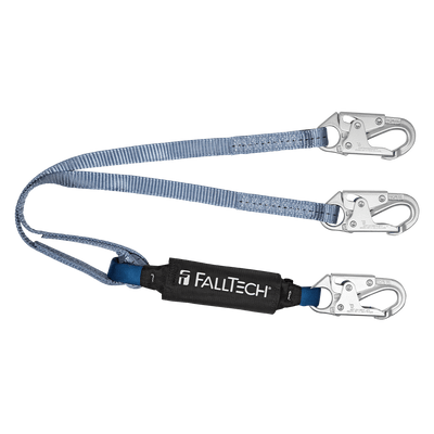 FallTech 4' ViewPack Energy Absorbing Lanyard Double-leg with Steel Snap Hooks - 826084