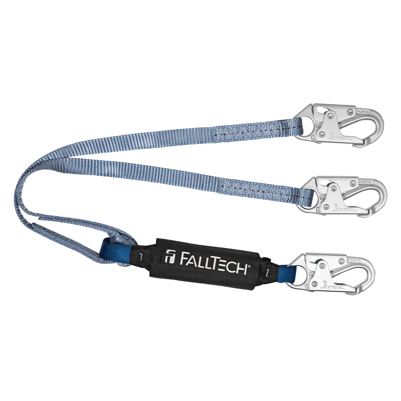 FallTech 4' ViewPack Energy Absorbing Lanyard Double-leg with Steel Snap Hooks - 826084