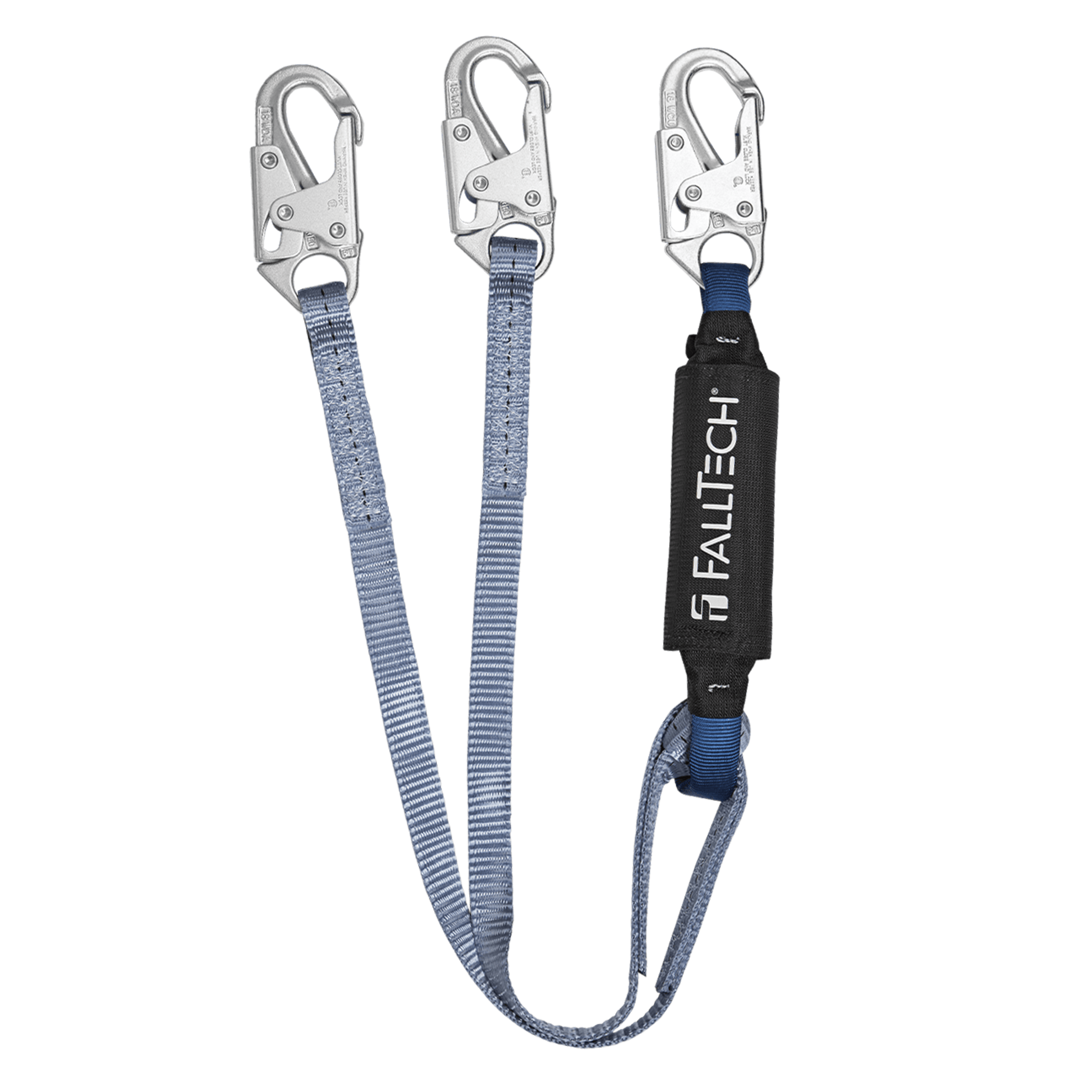 FallTech 4' ViewPack Energy Absorbing Lanyard Double-leg with Steel Snap Hooks - 826084