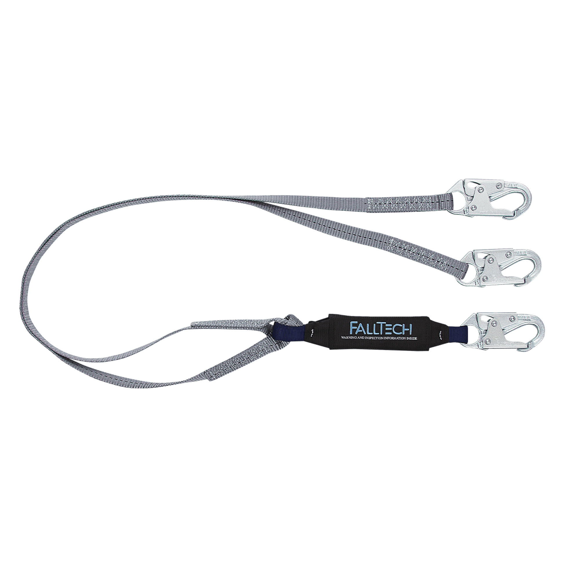 FallTech 6' ViewPack Energy Absorbing Lanyard Double-leg with Steel Snap Hooks - 82608