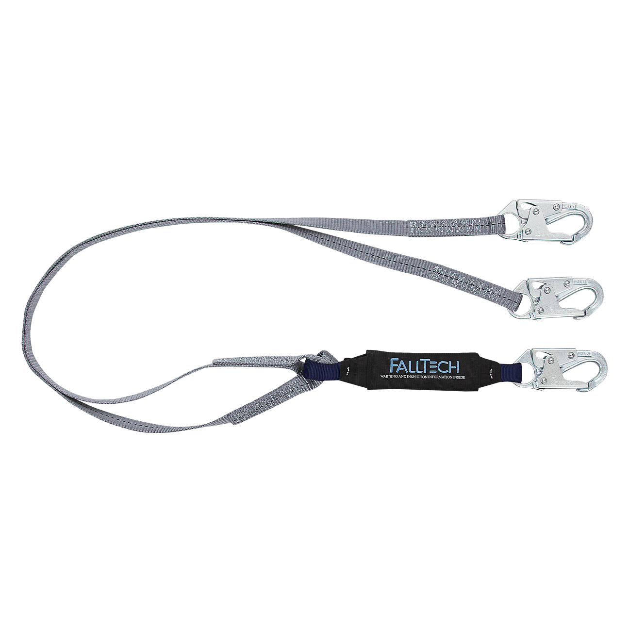 FallTech 6' ViewPack Energy Absorbing Lanyard Double-leg with Steel Snap Hooks - 82608