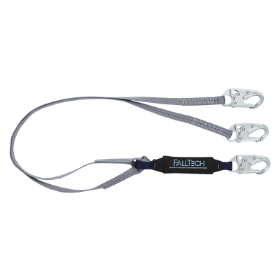 FallTech 6' ViewPack Energy Absorbing Lanyard Double-leg with Steel Snap Hooks - 82608