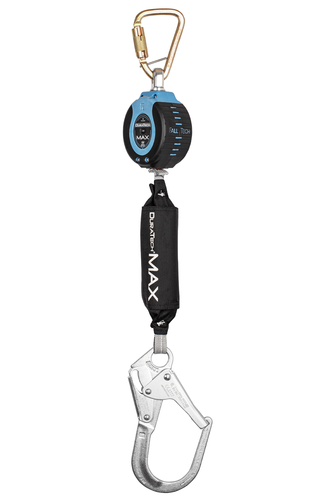 FallTech 9' DuraTech MAX Personal SRL with Steel Rebar Hook - Includes Steel Dorsal Conneting Carabiner - 82709SB3