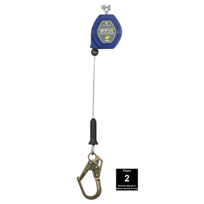 FallTech 8' FT-X Cable Class 2 Leading Edge Personal SRL - Replacement-leg with Steel Mini Rebar Hooks - 82808RP0