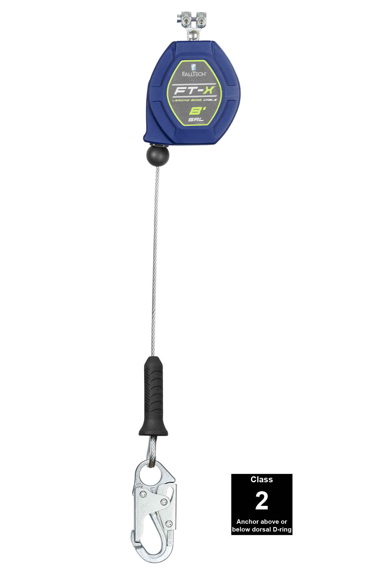 FallTech 8' FT-X Cable Class 2 Leading Edge Personal SRL - Replacement-leg with Steel Snap Hooks - 82808RP1