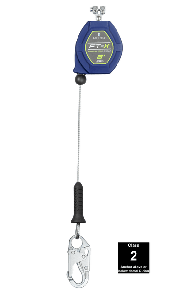 FallTech 8' FT-X Cable Class 2 Leading Edge Personal SRL - Replacement-leg with Steel Snap Hooks - 82808RP1